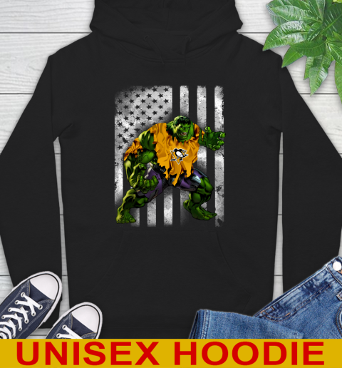 Pittsburgh Penguins Hulk Marvel Avengers NHL Hockey American Flag Hoodie