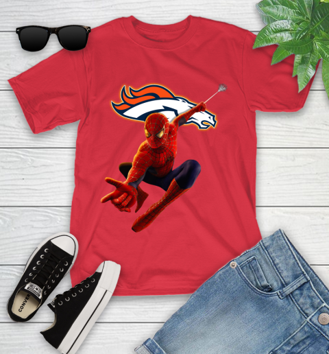 NFL Spider Man Avengers Endgame Football Denver Broncos Youth T-Shirt 10