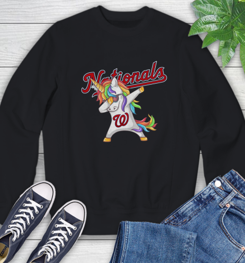 Washington Nationals MLB Baseball Funny Unicorn Dabbing Sports Sweatshirt 2