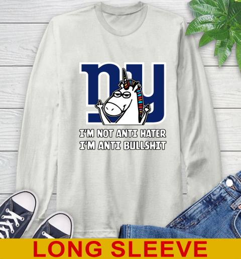 New York Giants NFL Football Unicorn I'm Not Anti Hater I'm Anti Bullshit Long Sleeve T-Shirt 12