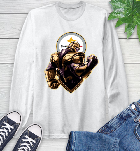 NFL Thanos Avengers Endgame Football Sports Pittsburgh Steelers Long Sleeve T-Shirt