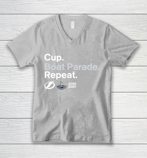 Cup Boat Parade Repeat Tampa bay Lightnings Stanley Hockey 2021 V-Neck T-Shirt 3