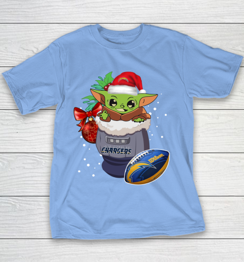 Los Angeles Chargers Christmas Baby Yoda Star Wars Funny Happy NFL Youth T-Shirt 10
