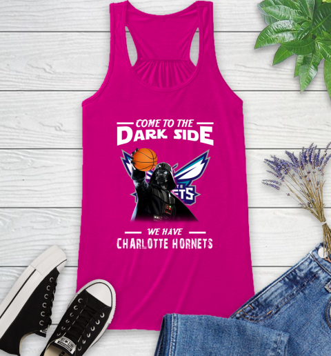 NBA Come To The Dark Side We Have Charlotte Hornets Star Wars Darth Vader Basketball Racerback Tank 7