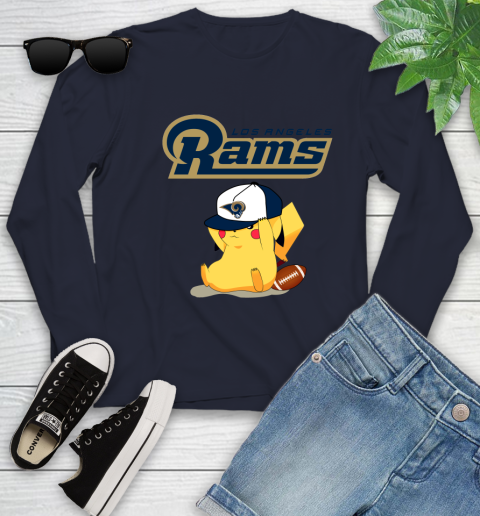 NFL Pikachu Football Sports Los Angeles Rams Youth Long Sleeve 3