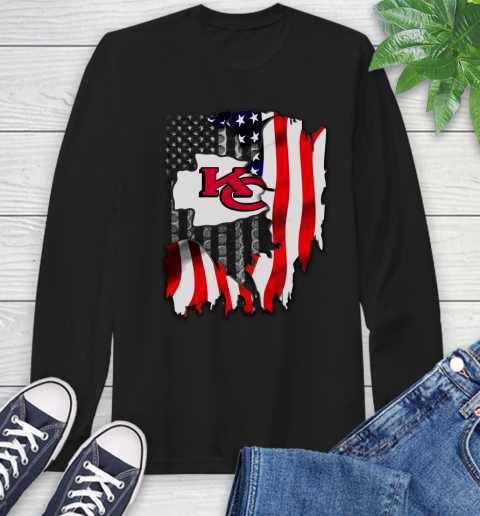 Kansas City Chiefs NFL Football American Flag Long Sleeve T-Shirt