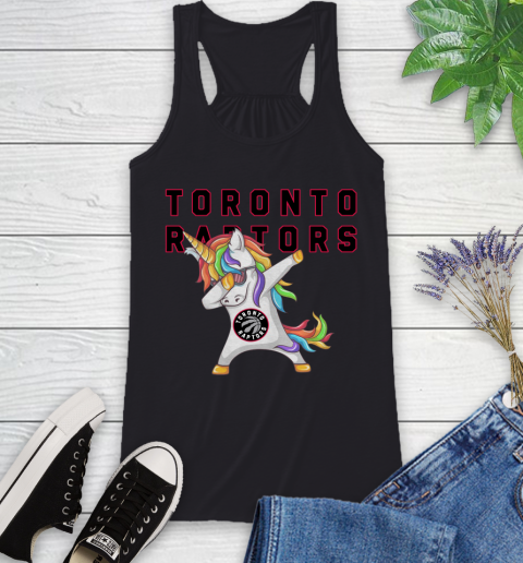 Toronto Raptors NBA Basketball Funny Unicorn Dabbing Sports Racerback Tank 2