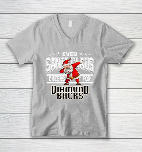 Arizona Diamondbacks Even Santa Claus Cheers For Christmas MLB V-Neck T-Shirt 3