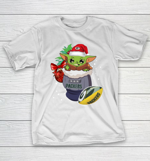 Green Bay Packers Christmas Baby Yoda Star Wars Funny Happy NFL T-Shirt 3