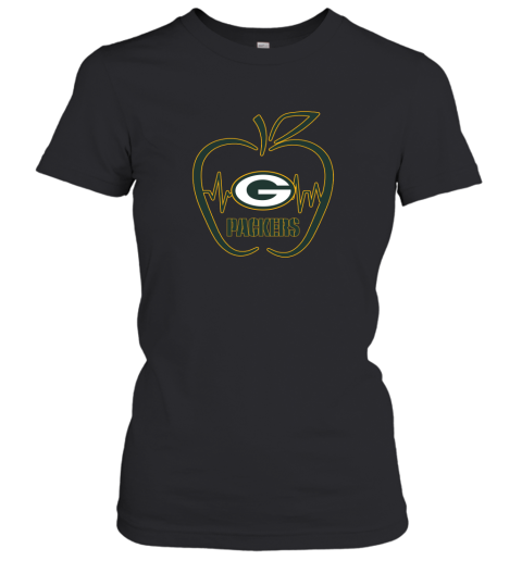 Apple Heartbeat Teacher Symbol Green Bay Packers Women's T-Shirt