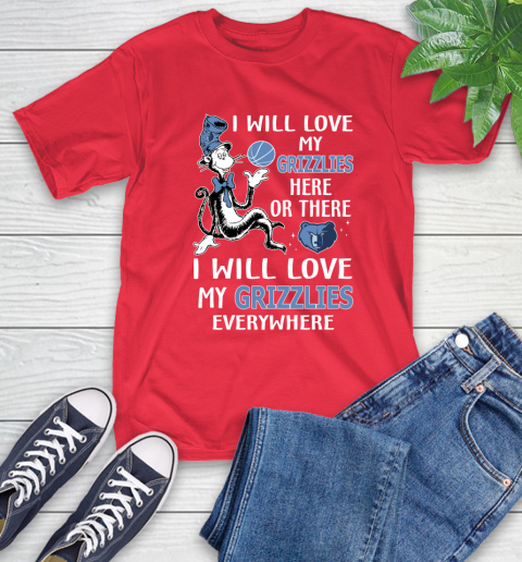 NBA Basketball Memphis Grizzlies I Will Love My Grizzlies Everywhere Dr Seuss Shirt T-Shirt 12