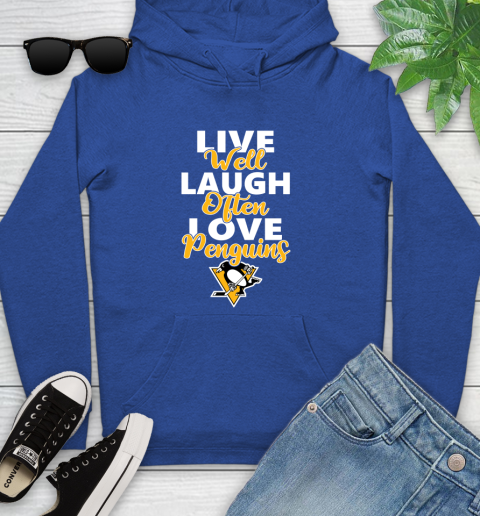 NHL Hockey Pittsburgh Penguins Live Well Laugh Often Love Shirt Youth Hoodie 9