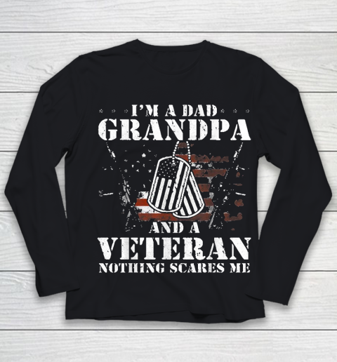 Grandpa Funny Gift Apparel  I'm A Dad Grandpa Veteran Father's Day S Youth Long Sleeve