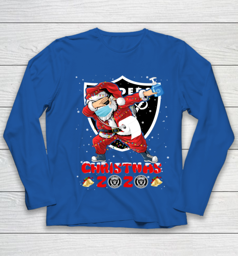 Oakland Raiders Funny Santa Claus Dabbing Christmas 2020 NFL Youth Long Sleeve 7