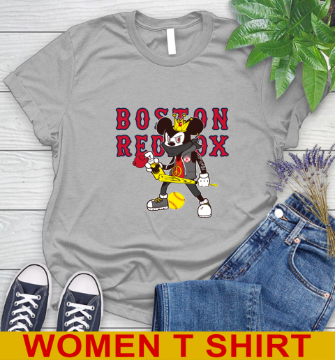 Boston Red Sox MLB Baseball Mickey Peace Sign Sports Women's T-Shirt 5