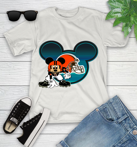 NFL Cleveland Browns Mickey Mouse Disney Football T Shirt Youth T-Shirt 12