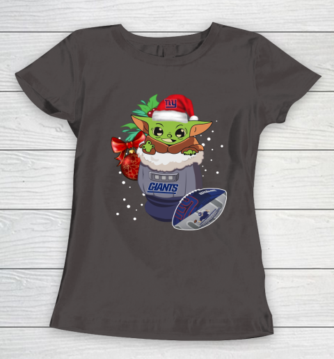 New York Giants Christmas Baby Yoda Star Wars Funny Happy NFL Women's T-Shirt 8