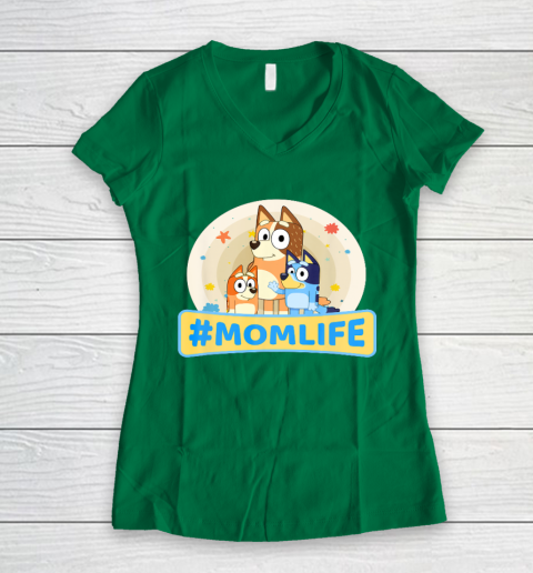 Bluey Mom Family For Life Women's V-Neck T-Shirt 3