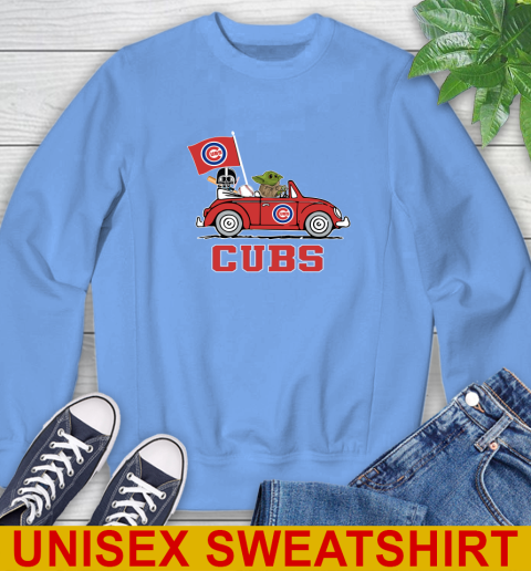 MLB Baseball Chicago Cubs Darth Vader Baby Yoda Driving Star Wars Shirt Sweatshirt - Image 12