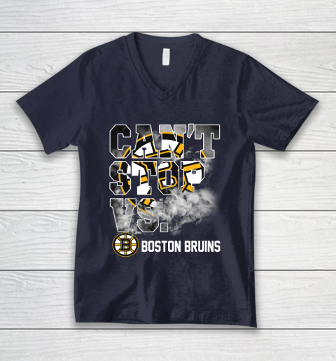 NHL Boston Bruins Hockey Can't Stop Vs V-Neck T-Shirt 2