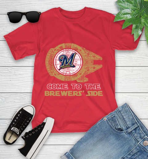 MLB Come To The Milwaukee Brewers Side Star Wars Baseball Sports Youth T-Shirt 13
