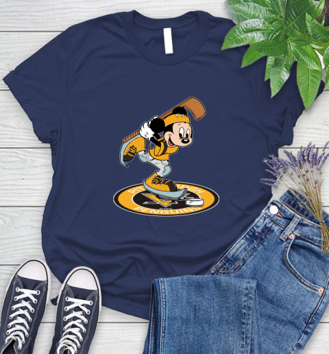NHL Hockey Pittsburgh Penguins Cheerful Mickey Disney Shirt Women's T-Shirt 12