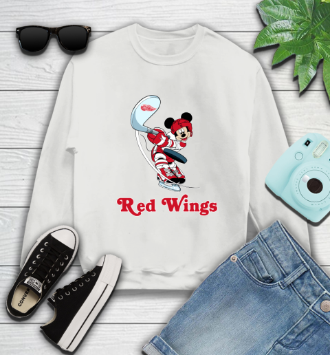 NHL Hockey Detroit Red Wings Cheerful Mickey Mouse Shirt Sweatshirt 5