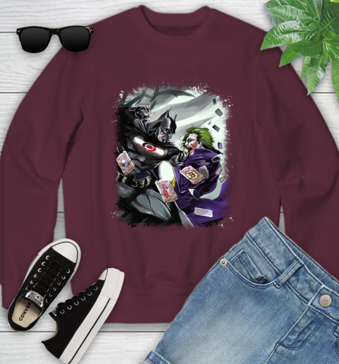 Carolina Hurricanes NHL Hockey Batman Fighting Joker DC Comics Youth Sweatshirt 5