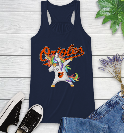 Baltimore Orioles MLB Baseball Funny Unicorn Dabbing Sports Racerback Tank 12