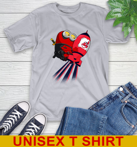 MLB Baseball Cleveland Indians Deadpool Minion Marvel Shirt T-Shirt - Image 6