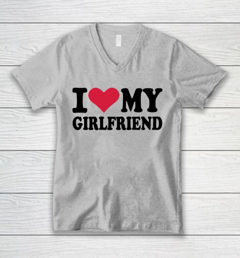 I Heart My Girlfriend  I Love My Girlfriend Funny V-Neck T-Shirt 2
