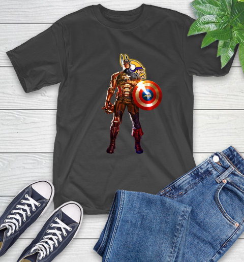 NFL Captain America Marvel Avengers Endgame Football Sports Minnesota Vikings T-Shirt 2