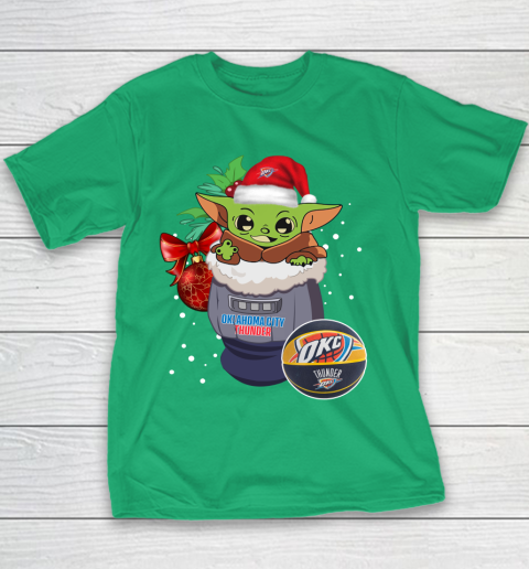 Oklahoma City Thunder Christmas Baby Yoda Star Wars Funny Happy NBA Youth T-Shirt