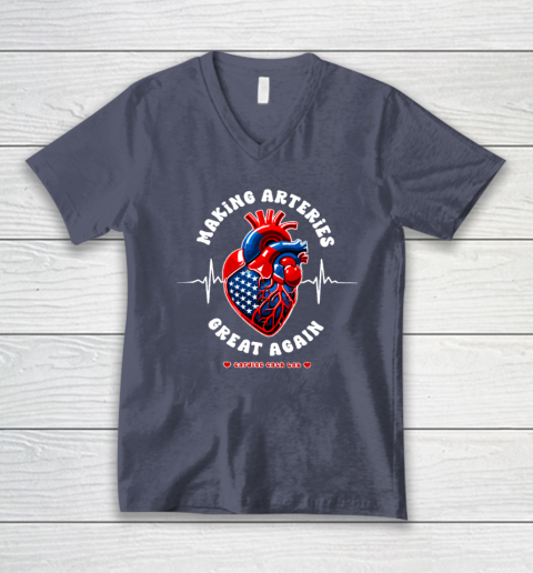 Making Arteries Great Again, Cardiac Cath Lab V-Neck T-Shirt 6