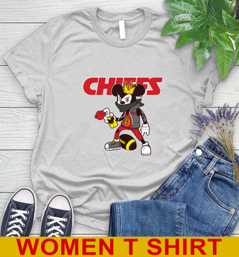 Kansas City Chiefs NFL Football Mickey Peace Sign Sports Women's T-Shirt