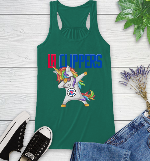 LA Clippers NBA Basketball Funny Unicorn Dabbing Sports Racerback Tank 7