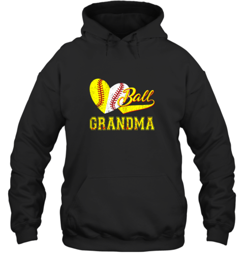 Baseball Softball Ball Heart Grandma Shirt Mother's Day Gift Hoodie