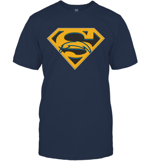 NFL Los Angeles Chargers LOGO Superman lkqm nfl los angeles chargers logo superman classic t shirt 2 front navy