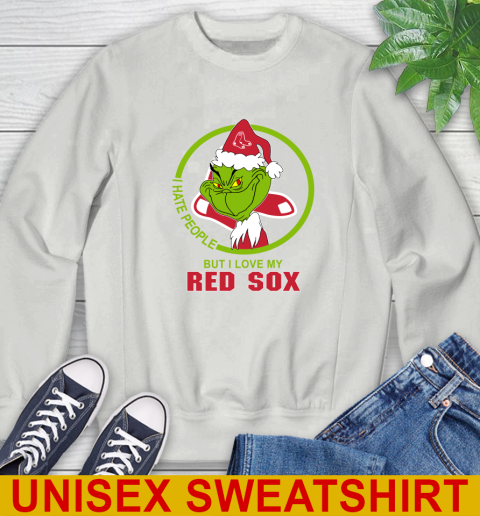Boston Red Sox MLB Christmas Grinch I Hate People But I Love My Favorite Baseball Team Sweatshirt 5