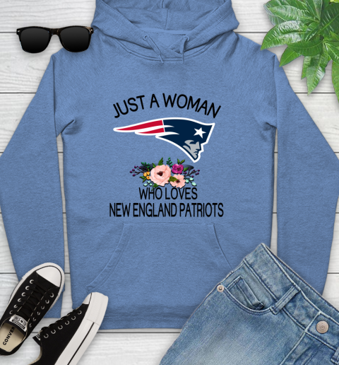 NFL Just A Woman Who Loves New England Patriots Football Sports Youth Hoodie 8
