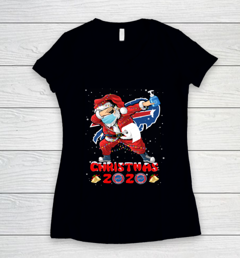 Buffalo Bills Funny Santa Claus Dabbing Christmas 2020 NFL Women's V-Neck T-Shirt