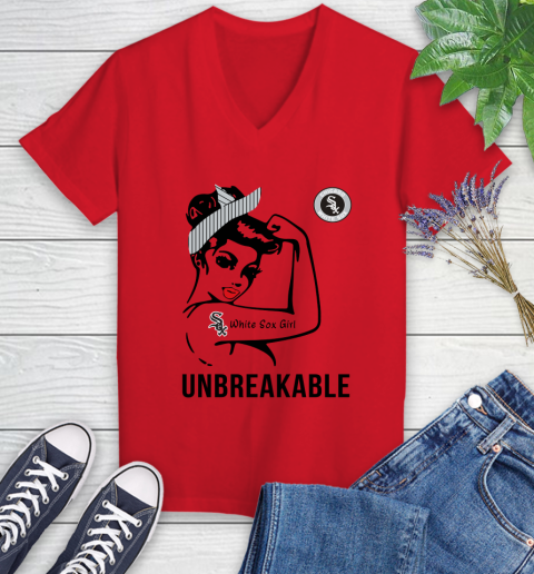 MLB Chicago White Sox Girl Unbreakable Baseball Sports Women's V-Neck T-Shirt 7