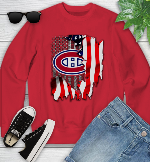 Montreal Canadiens NHL Hockey American Flag Youth Sweatshirt 8