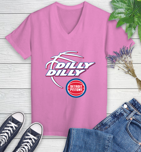 NBA Detroit Pistons Dilly Dilly Basketball Sports Women's V-Neck T-Shirt 14