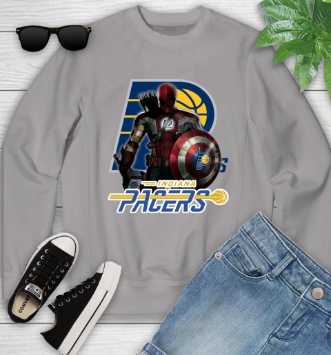 Indiana Pacers NBA Basketball Captain America Thor Spider Man Hawkeye Avengers Youth Sweatshirt 4