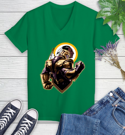 NFL Thanos Avengers Endgame Football Sports Washington Redskins Women's V-Neck T-Shirt 5