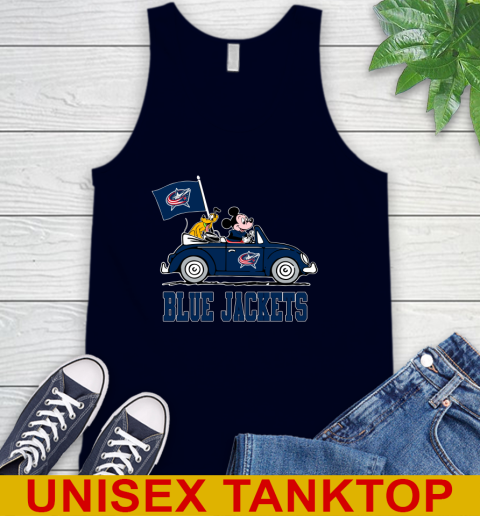 NHL Hockey Columbus Blue Jackets Pluto Mickey Driving Disney Shirt Tank Top 3