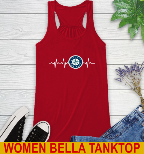 Seattle Mariners MLB Baseball Heart Beat Shirt Racerback Tank 4