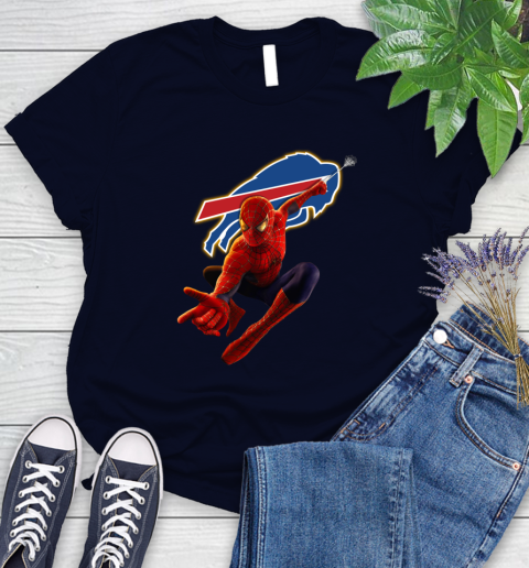 NFL Spider Man Avengers Endgame Football Buffalo Bills Women's T-Shirt 3