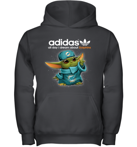 Baby Yoda Adidas All Day I Dream About Miami Dolphins Youth Hoodie